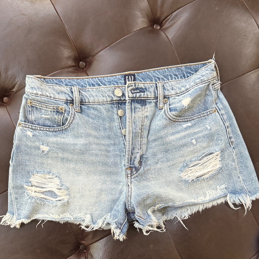 GAP Light Blue Distressed Denim Cutoff Shorts